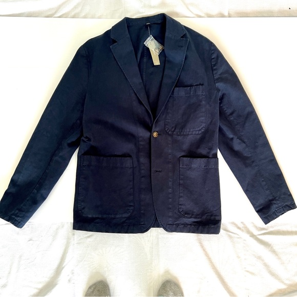 Garment-dyed Navy cotton-linen blend chino suit jacket size 38R with tags - Picture 2 of 8